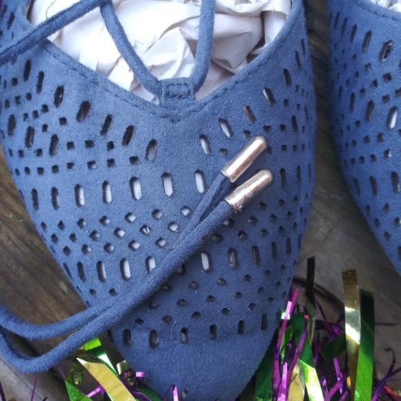 Tie up blue flats by REPORT - Picture 3 of 5